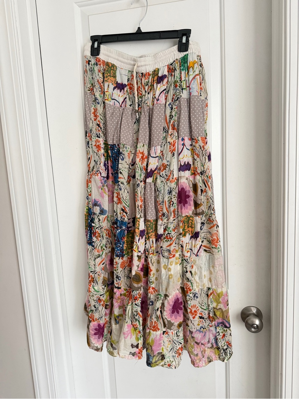 Boho Patchwork Tiered Maxi Skirt | one size
